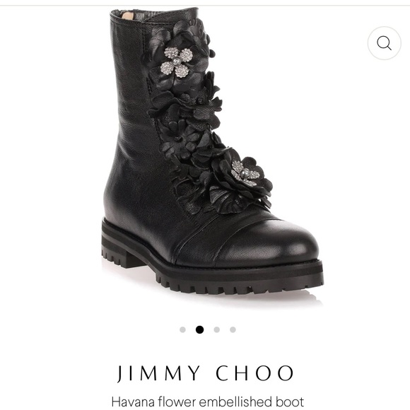 Fall 2025 On Trend Jimmy Choo Havana leather floral boots with crystal flowers - Picture 1 of 15